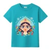 maa durga portrait kids t-shirt aqua blue