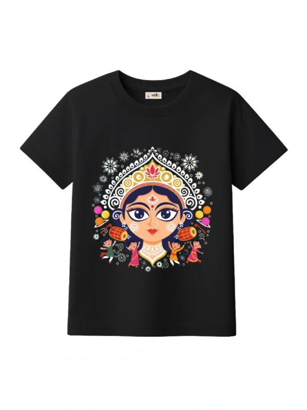 maa durga portrait kids t-shirt black