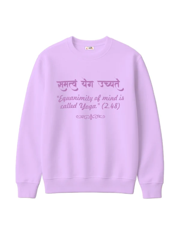 Bhagwat Gita Collections Premium Sweatshirt For Men, Women – Verse 2.48 Lavender full