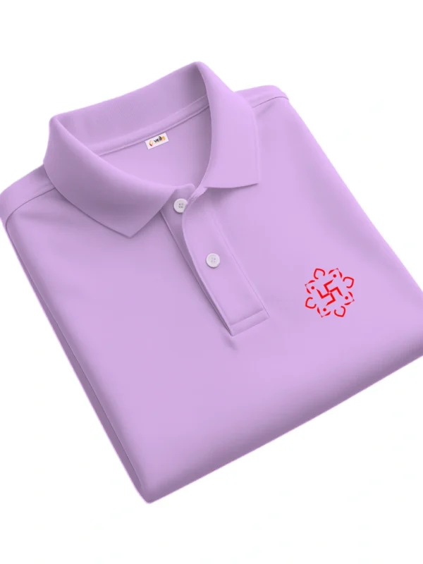 Polo T-Shirt Swastik Red Lotus Design lavender fold