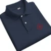 Polo T-Shirt Swastik Red Lotus Design navy blue fold